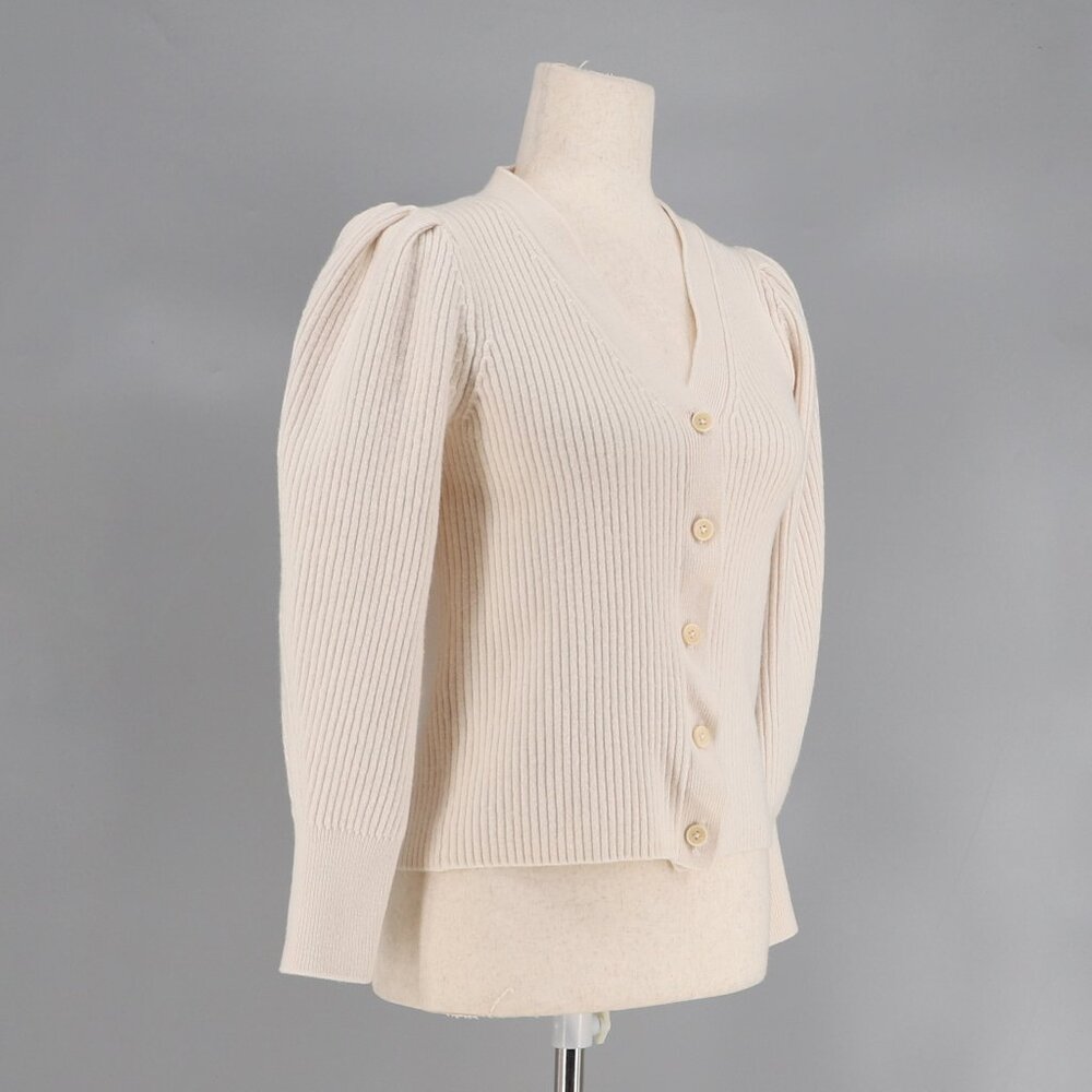 WILFRED ARITZIA Merino Wool Carina Cardigan Sweater Puff Sleeve Size S - Picture 3 of 9